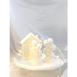 Dekoratif Dalga Desen Organizer Tabak Sarılan Sevgili Home  Kalpler Soya Mum Set