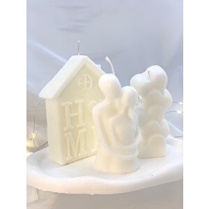 Dekoratif Dalga Desen Organizer Tabak Sarılan Sevgili Home  Kalpler Soya Mum Set