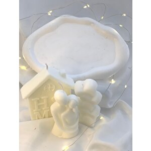 Dekoratif Dalga Desen Organizer Tabak Sarılan Sevgili Home  Kalpler Soya Mum Set