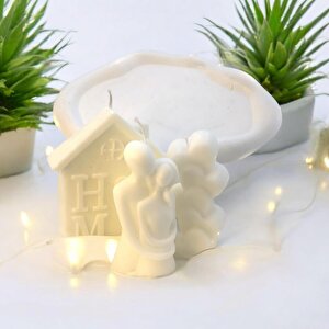 Dekoratif Dalga Desen Organizer Tabak Sarılan Sevgili Home  Kalpler Soya Mum Set