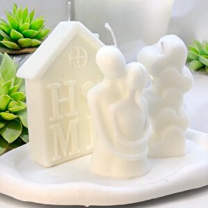 Dekoratif Dalga Desen Organizer Tabak Sarılan Sevgili Home  Kalpler Soya Mum Set