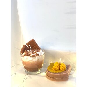 Dekoratif Ballı Ekmek-çikolatalı Tatlı  Soya Mum Set
