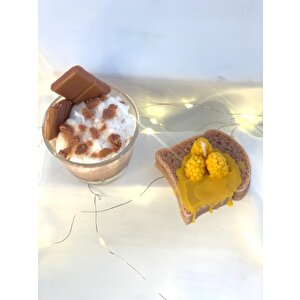 Dekoratif Ballı Ekmek-çikolatalı Tatlı  Soya Mum Set
