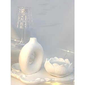 Dekoratif Beton Organizer Tabak Vaoz Lotus Soya Mum Set