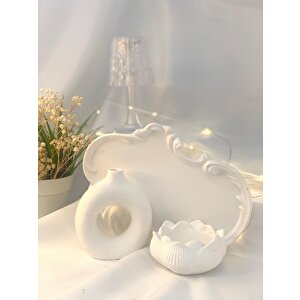 Dekoratif Beton Organizer Tabak Vaoz Lotus Soya Mum Set