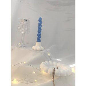 Dekoratif Organizer Takı Tabağı-boncuk Şamdan Mavi Burgu Soya Mum Set
