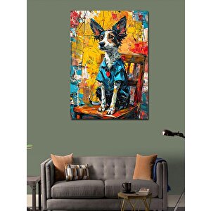 Kanvas Tablo Mavi Gömlekli Köpek 70x100 cm