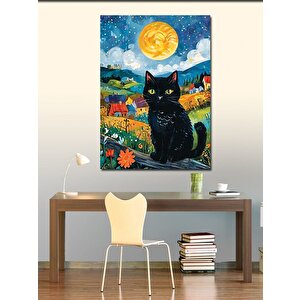 Kanvas Tablo Tarladaki Siyah Kedi