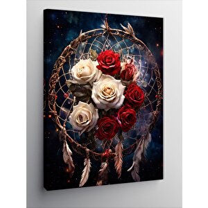 Kanvas Tablo Kırmızı Beyaz Güller Ve Düş Kapanı 100x140 cm