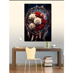 Kanvas Tablo Kırmızı Beyaz Güller Ve Düş Kapanı 100x140 cm