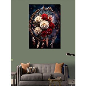 Kanvas Tablo Kırmızı Beyaz Güller Ve Düş Kapanı 100x140 cm