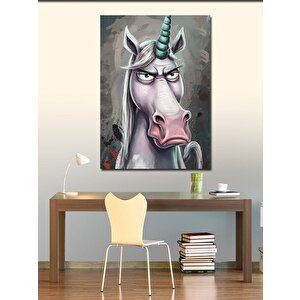 Kanvas Tablo Kızgın Tek Boynuzlu At Unicorn 100x140 cm