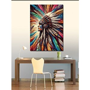Kanvas Tablo Kızılderili Ve Tüyler 100x140 cm