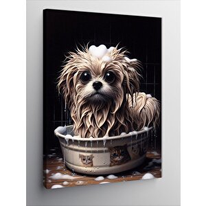 Kanvas Tablo Banyo Yapan Köpek