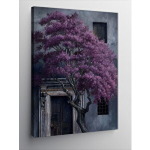 Kanvas Tablo Mor Ağaçlı Ev 100x140 cm