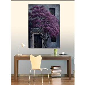 Kanvas Tablo Mor Ağaçlı Ev 100x140 cm