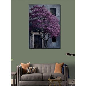 Kanvas Tablo Mor Ağaçlı Ev 100x140 cm