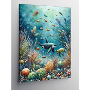 Kanvas Tablo Denizaltı Canlıları 70x100 cm