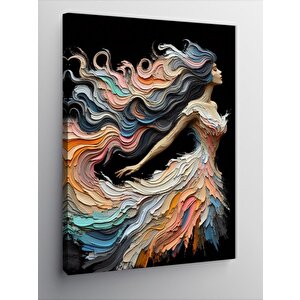 Kanvas Tablo Renkli Saçlı Soyut Kadın  100x140 cm
