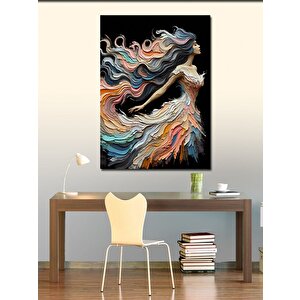 Kanvas Tablo Renkli Saçlı Soyut Kadın  100x140 cm