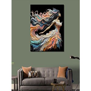 Kanvas Tablo Renkli Saçlı Soyut Kadın  100x140 cm