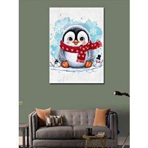 Kanvas Tablo Kırmızı Atkılı Penguen
