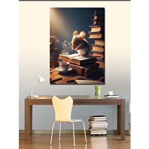 Kanvas Tablo Kitap Okuyan Hamster  70x100 cm