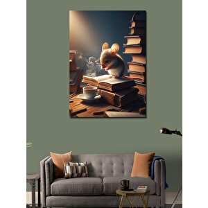 Kanvas Tablo Kitap Okuyan Hamster  70x100 cm