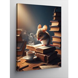Kanvas Tablo Kitap Okuyan Hamster 