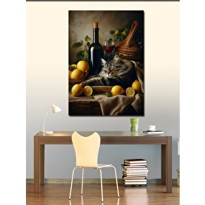 Kanvas Tablo Şarap Ve Limonlar 100x140 cm