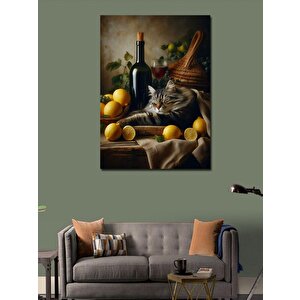 Kanvas Tablo Şarap Ve Limonlar 100x140 cm
