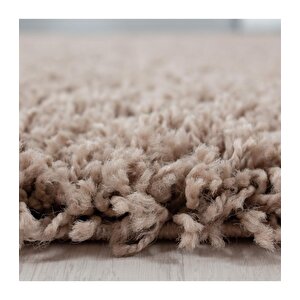 Yüksek Tüylü 30 Mm Hav Yüksekliğinde Düz Bej Renkli Shaggy Halı 240x340 cm