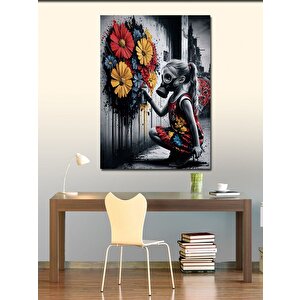 Kanvas Tablo Çevre Kirliliği Ve Çiçekler 70x100 cm