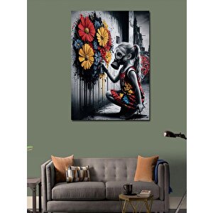 Kanvas Tablo Çevre Kirliliği Ve Çiçekler 70x100 cm