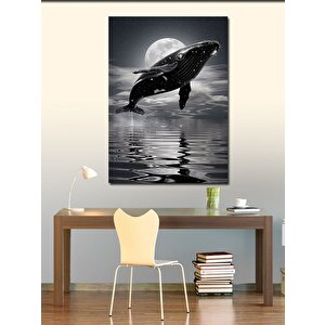 Kanvas Tablo Balina Ve Dolunay 70x100 cm