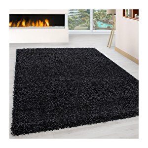 Yüksek Tüylü 30 Mm Hav Yüksekliğinde Düz Kahverengi Antrasit Shaggy Halı 80x150 cm