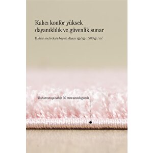 Yuvarlak Shaggy Halı 30 Mm Uzun Ve Yüksek Tüylü Düz Pembe Renkli
