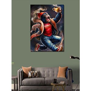Kanvas Tablo Kahve İçen Goril 100x140 cm