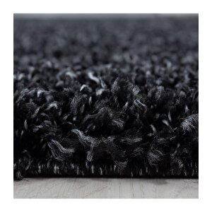 Yüksek Tüylü 30 Mm Hav Yüksekliğinde Düz Kahverengi Antrasit Shaggy Halı 60x110 cm