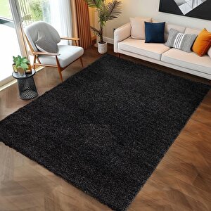 Yüksek Tüylü 30 Mm Hav Yüksekliğinde Düz Kahverengi Antrasit Shaggy Halı 200x200 cm