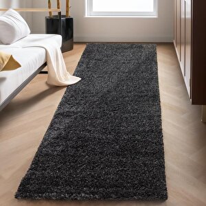 Yüksek Tüylü 30 Mm Hav Yüksekliğinde Düz Kahverengi Antrasit Shaggy Halı 200x200 cm