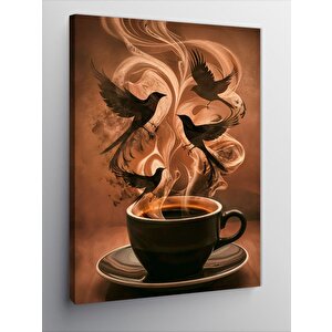 Kanvas Tablo Kahve Ve Kuşlar 70x100 cm