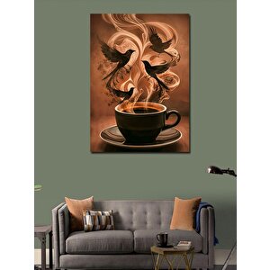 Kanvas Tablo Kahve Ve Kuşlar 70x100 cm