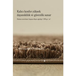Yuvarlak Shaggy Halı 30 Mm Uzun Ve Yüksek Tüylü Düz Kahverengi
