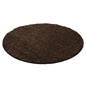 Yuvarlak Shaggy Halı 30 Mm Uzun Ve Yüksek Tüylü Düz Kahverengi 80 cm