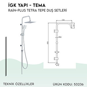 İgk Yapi - Tema Rai̇n-plus Tetra Tepe Duş Setleri̇ (model No: 53236)