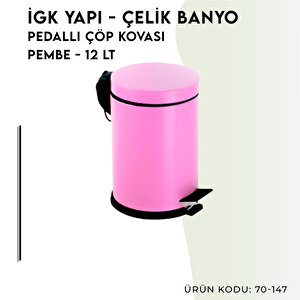 İgk Yapi - Çeli̇k Banyo Pedalli Çöp Kovasi 12lt Pembe (70-147)