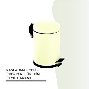 İgk Yapi - Çeli̇k Banyo Pedalli Çöp Kovasi 3lt Krem (70-218)