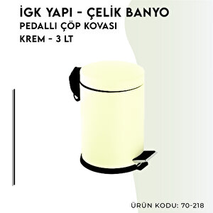 İgk Yapi - Çeli̇k Banyo Pedalli Çöp Kovasi 3lt Krem (70-218)