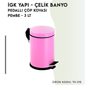 İgk Yapi - Çeli̇k Banyo Pedalli Çöp Kovasi 3lt Pembe (70-215)